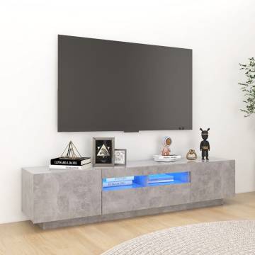 TV Cabinet with LED Lights Concrete Grey 180x35x40 cm