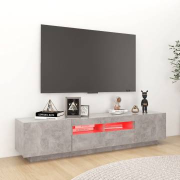 TV Cabinet with LED Lights Concrete Grey 180x35x40 cm