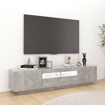 TV Cabinet with LED Lights Concrete Grey 180x35x40 cm