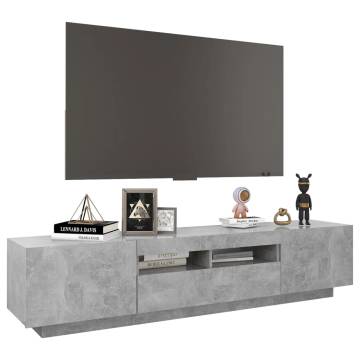 TV Cabinet with LED Lights Concrete Grey 180x35x40 cm