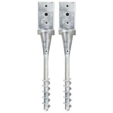 Ground Spikes 2 pcs Silver 8x8x57 cm Galvanised Steel