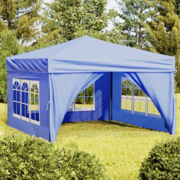 Folding Party Tent with Sidewalls Blue 3x3 m