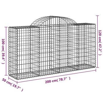 Arched Gabion Baskets 40 pcs 200x50x100/120 cm Galvanised Iron