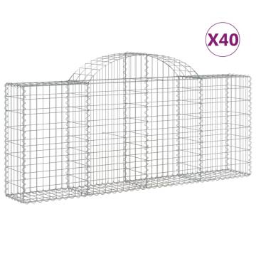 Arched Gabion Baskets 40 pcs 200x30x80/100 cm Galvanised Iron