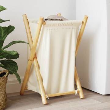 Laundry Basket Cream White 41.5x36x63.5 cm Bamboo