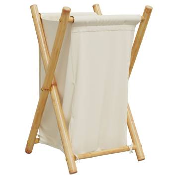 Laundry Basket Cream White 41.5x36x63.5 cm Bamboo