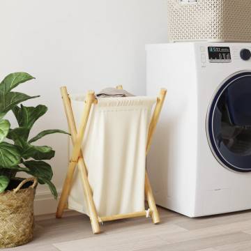 Laundry Basket Cream White 41.5x36x63.5 cm Bamboo