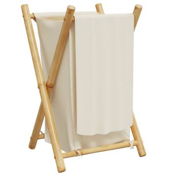 Laundry Basket Cream White 41.5x36x63.5 cm Bamboo