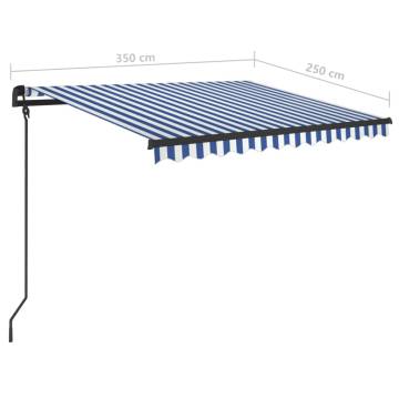 Manual Retractable Awning with Posts 3.5x2.5 m Blue and White