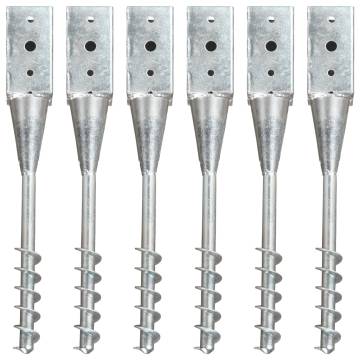 Ground Spikes 6 pcs Silver 10x10x57 cm Galvanised Steel