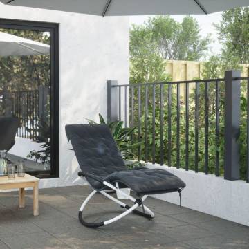 Geometrical Sun Lounger with Cushion Black and Grey Steel