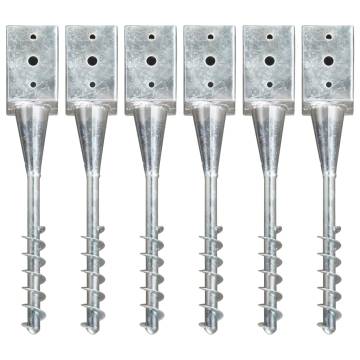 Ground Spikes 6 pcs Silver 9x9x56 cm Galvanised Steel