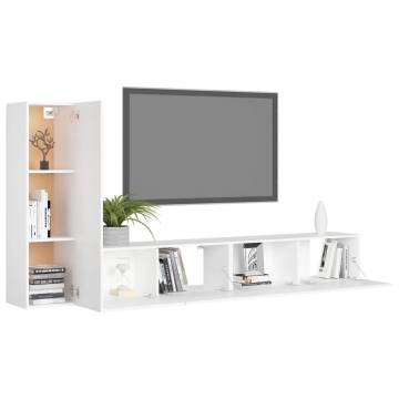 3 Piece TV Cabinet Set White Engineered Wood