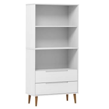 Bookcase MOLDE White 85x35x170,5 cm Solid Wood Pine