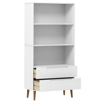 Bookcase MOLDE White 85x35x170,5 cm Solid Wood Pine