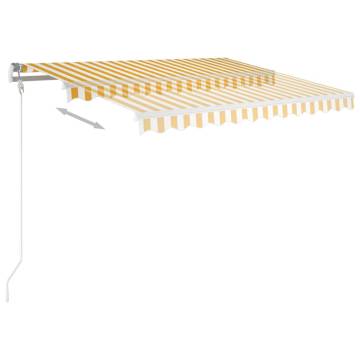 Manual Retractable Awning with LED 3.5x2.5 m Yellow and White