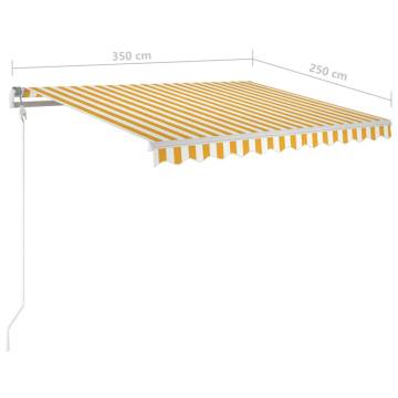 Manual Retractable Awning with LED 3.5x2.5 m Yellow and White