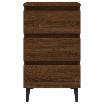 Bed Cabinet with Metal Legs Brown Oak 40x35x69 cm