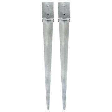 Ground Spikes 2 pcs Silver 10x10x91 cm Galvanised Steel