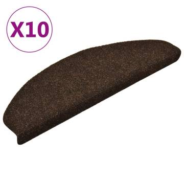 Self-adhesive Stair Mats 10 pcs Brown 65x21x4 cm Needle Punch