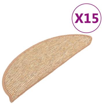 Stair Mats Self-adhesive 15 pcs 56x17x3 cm Light Brown