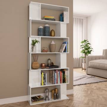 Book Cabinet/Room Divider High Gloss White 80x24x192 cm Engineered Wood