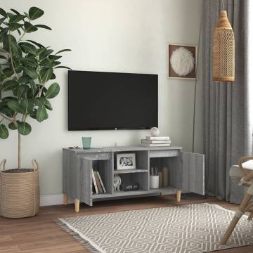 TV Cabinet with Solid Wood Legs Grey Sonoma 103.5x35x50 cm