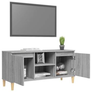 TV Cabinet with Solid Wood Legs Grey Sonoma 103.5x35x50 cm