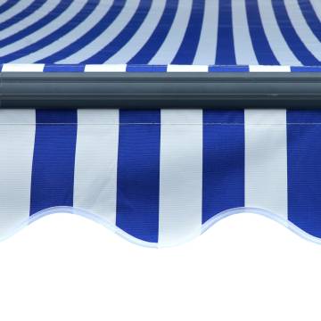 Manual Retractable Awning with LED 350x250 cm Blue and White