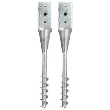 Ground Spikes 2 pcs Silver 10x10x57 cm Galvanised Steel