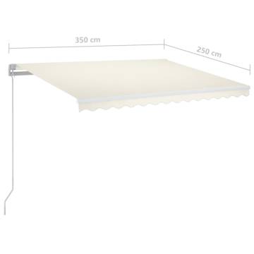 Manual Retractable Awning with LED 350x250 cm Cream