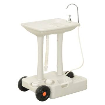 Camping Hand Wash Stand with Wheeled Water Tank Grey