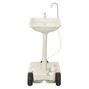 Camping Hand Wash Stand with Wheeled Water Tank Grey