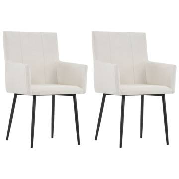 Dining Chairs with Armrests 2 pcs Cream Fabric