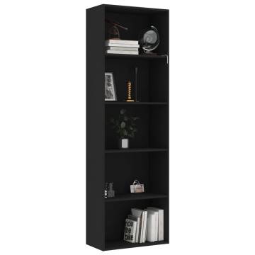 5-Tier Book Cabinet Black 60x30x189 cm Engineered Wood