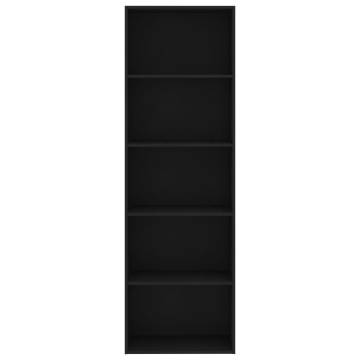 5-Tier Book Cabinet Black 60x30x189 cm Engineered Wood