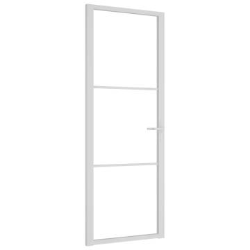 Interior Door 76x201.5 cm White ESG Glass and Aluminium