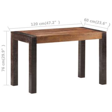 Dining Table 120x60x76 cm Solid Rough Mango Wood