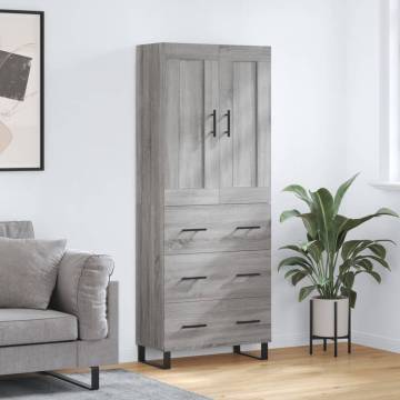 Highboard Grey Sonoma 69.5x34x180 cm Engineered Wood