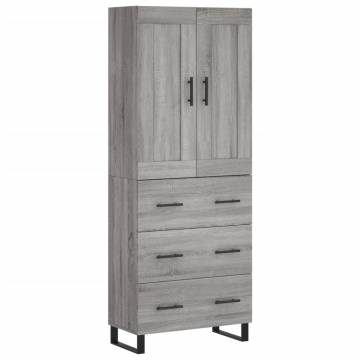 Highboard Grey Sonoma 69.5x34x180 cm Engineered Wood