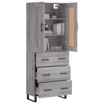 Highboard Grey Sonoma 69.5x34x180 cm Engineered Wood