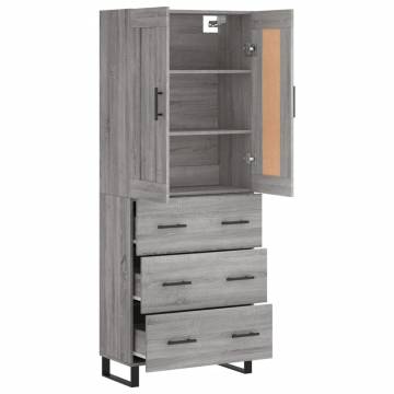 Highboard Grey Sonoma 69.5x34x180 cm Engineered Wood