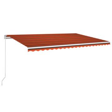 Manual Retractable Awning with LED 500x350 cm Orange and Brown