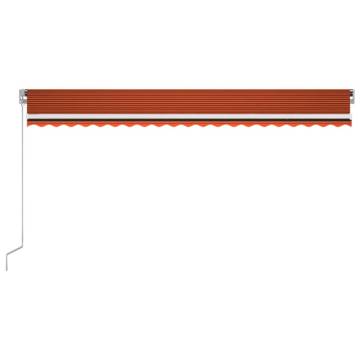 Manual Retractable Awning with LED 500x350 cm Orange and Brown