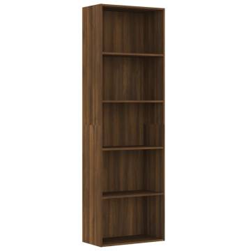 5-Tier Book Cabinet Brown Oak 60x30x189 cm Engineered Wood