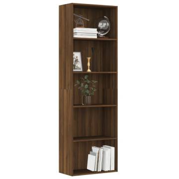 5-Tier Book Cabinet Brown Oak 60x30x189 cm Engineered Wood