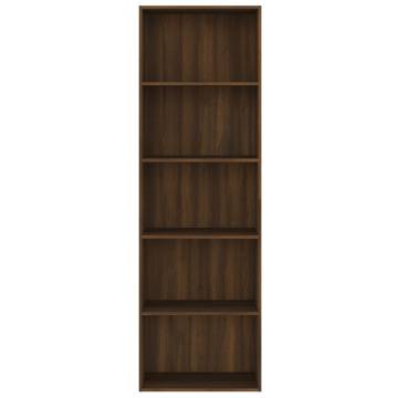 5-Tier Book Cabinet Brown Oak 60x30x189 cm Engineered Wood