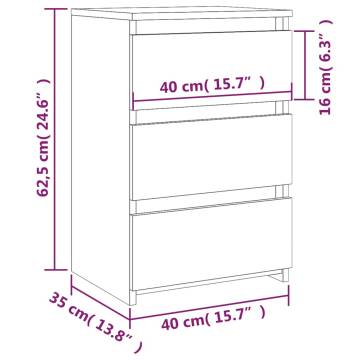 Bed Cabinet Grey Sonoma 40x35x62.5 cm Engineered Wood