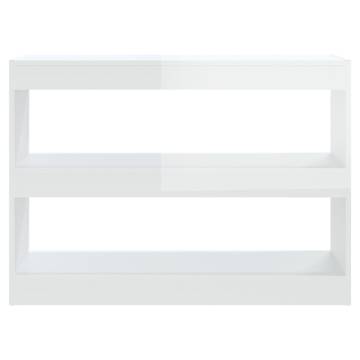 Book Cabinet/Room Divider High Gloss White 100x30x72 cm