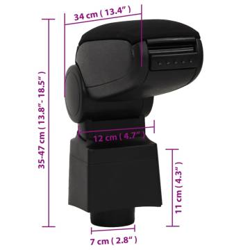 Car Armrest Black 12x34x(35-47) cm ABS